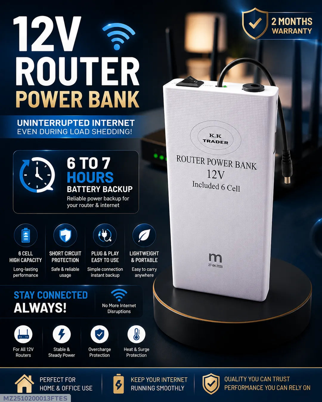 Mi Router Power Bank 12V – UPS Backup Power Supply for WiFi Router & Modem