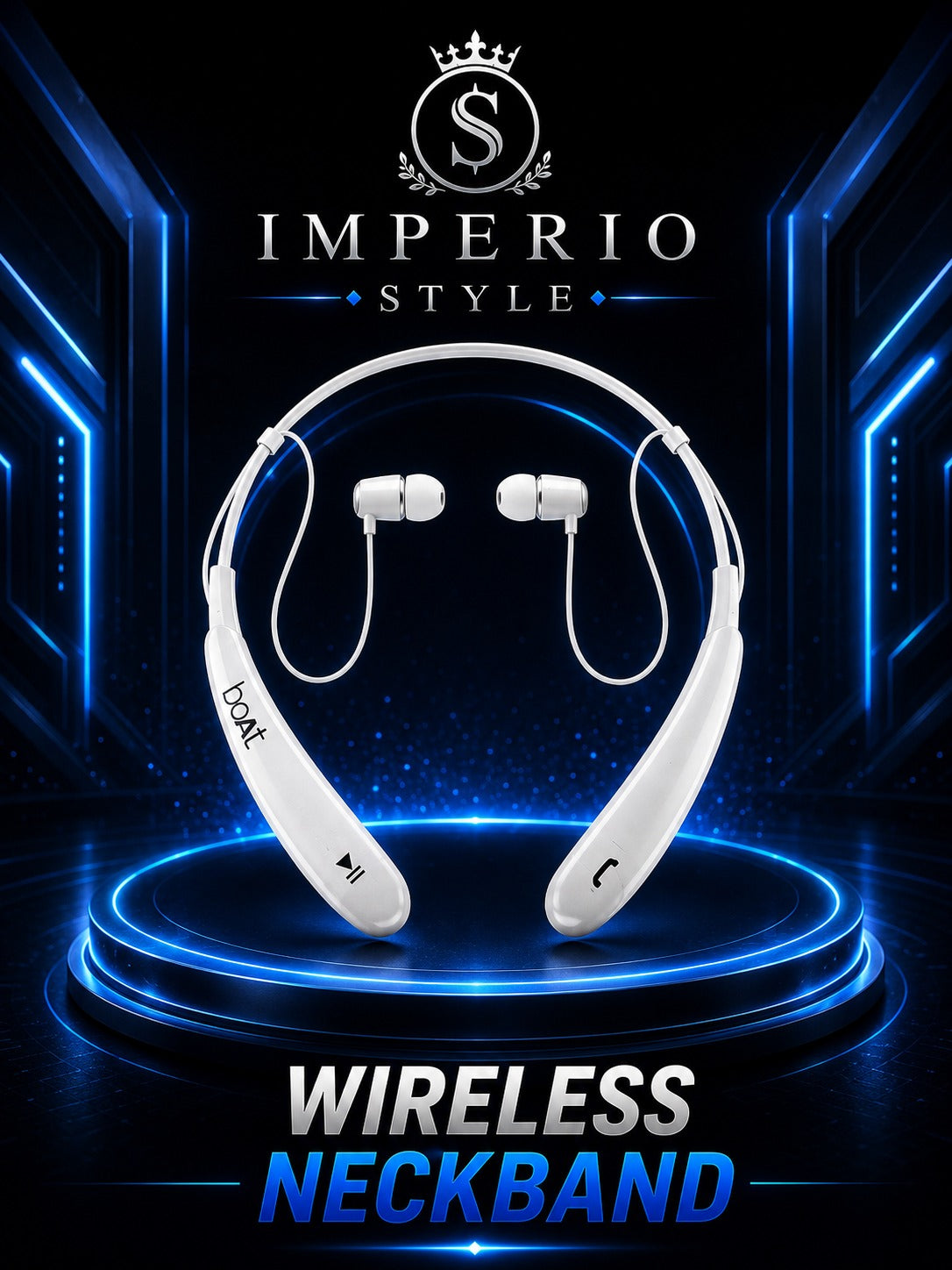 boAt L-HP11 Wireless Bluetooth Neckband – Deep Bass, Noise Reduction & Long Battery Life