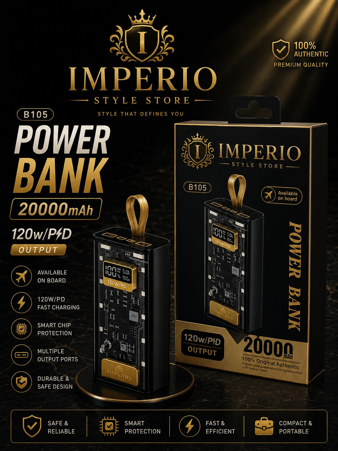⚡ Bolt B105 20000mAh 120W Fast Charging Power Bank