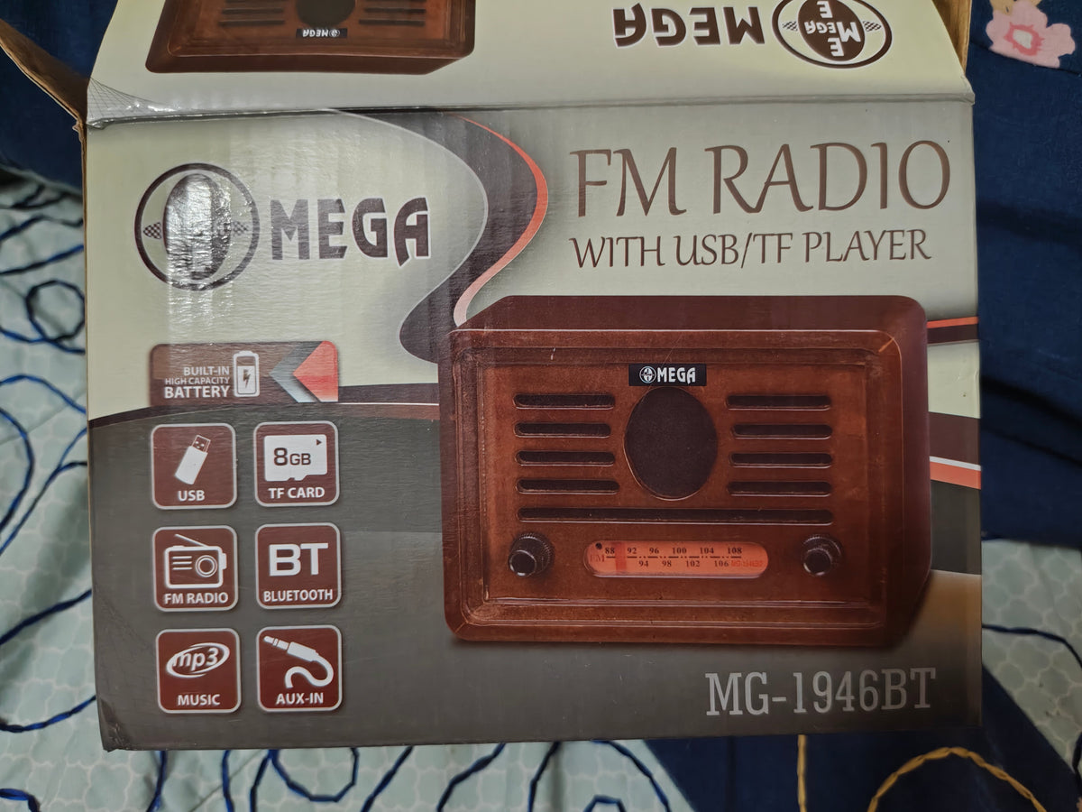 MEGA MG-1946BT Vintage FM Radio | Bluetooth, USB, TF Card, AUX & Rechargeable Battery