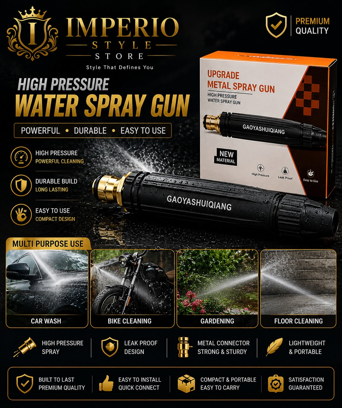 🔥 Upgrade Metal Spray Gun – Adjustable High Pressure Water Nozzle