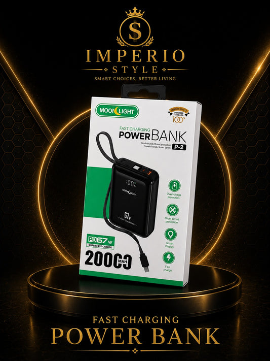 Moon Light Power Bank 20000mAh P-2 – Fast Charging Portable Power Bank