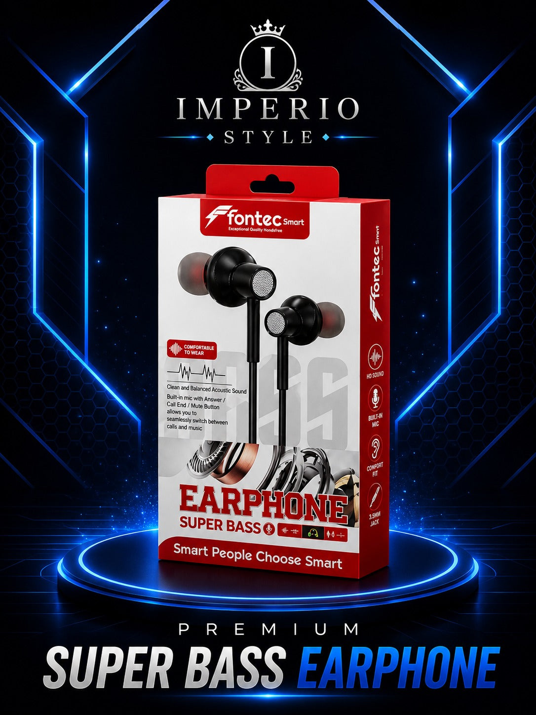 FONTEC Smart Earphone – High-Quality Wired Earphones with Clear Sound & Comfortable Fit