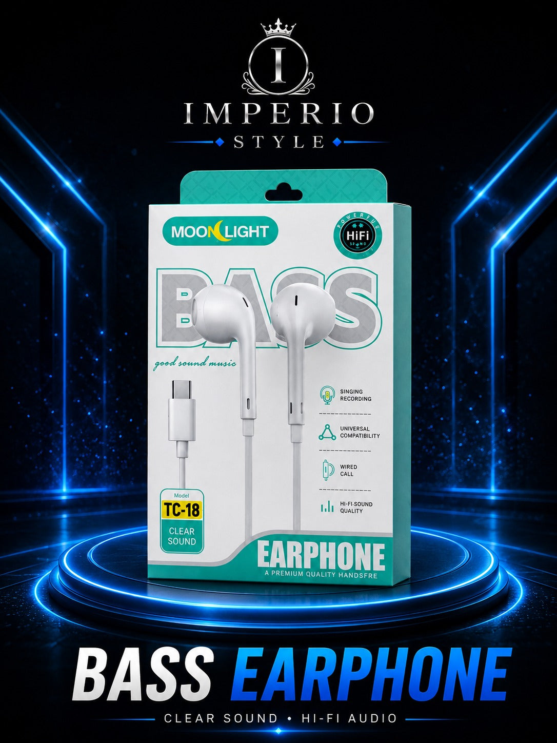 Moon Light  Handsfree – Universal Wired Earphones with Clear Sound & Deep Bass