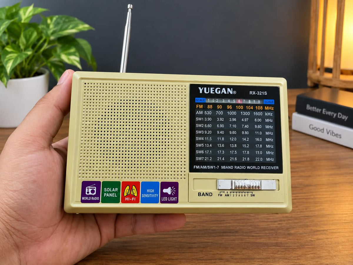 YUEGAN RX-321S Solar Radio – FM/AM/SW 1-7 Bands World Receiver with LED Light