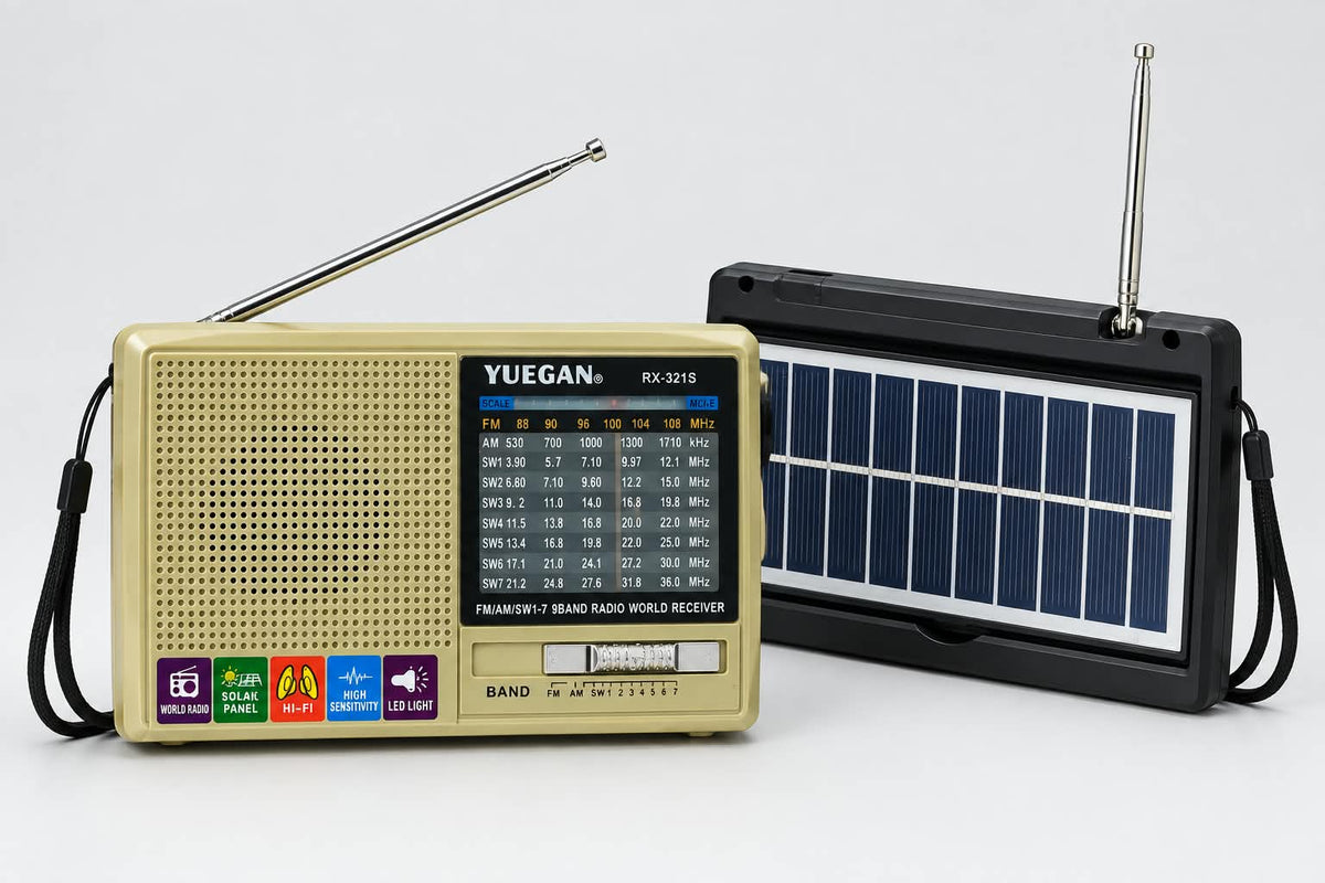 YUEGAN RX-321S Solar Radio – FM/AM/SW 1-7 Bands World Receiver with LED Light