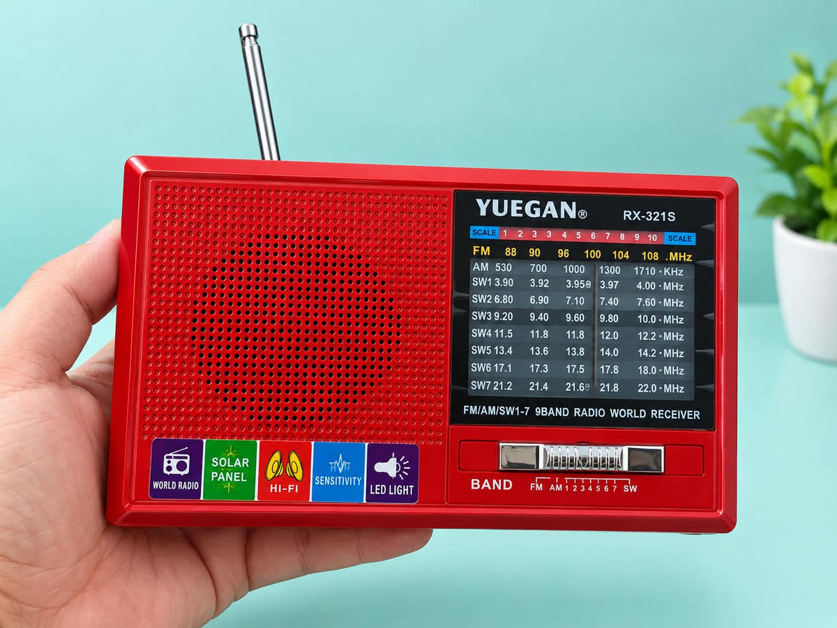 YUEGAN RX-321S Solar Radio – FM/AM/SW 1-7 Bands World Receiver with LED Light