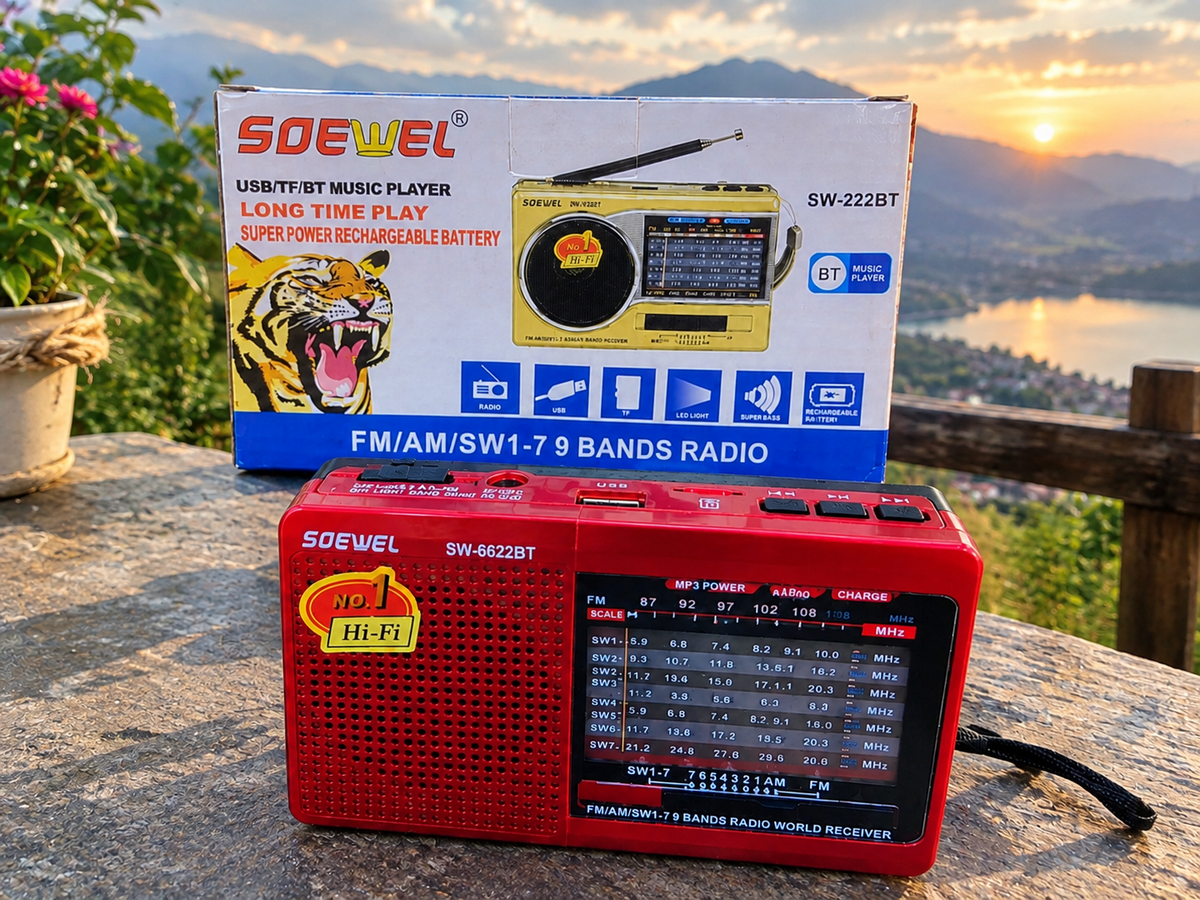 SOEWEL SW-222BT Portable Fm Radio – FM/AM/SW 1-7 Bands, Bluetooth ,USB & TF Card Music Player