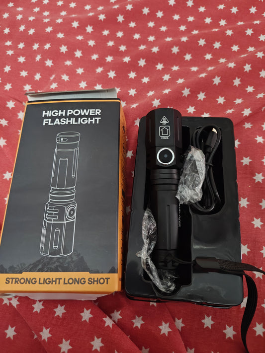 Rechargeable High Power LED Flashlight – Compact, Powerful & Portable Torch