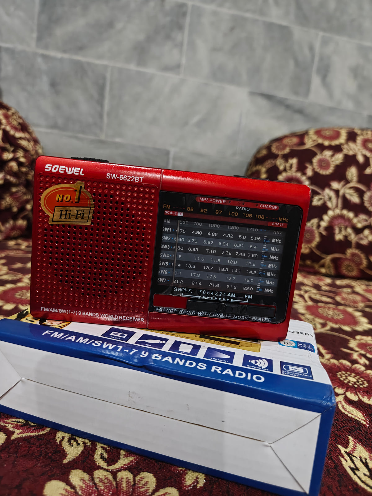 SOEWEL SW-222BT Portable Fm Radio – FM/AM/SW 1-7 Bands, Bluetooth ,USB & TF Card Music Player
