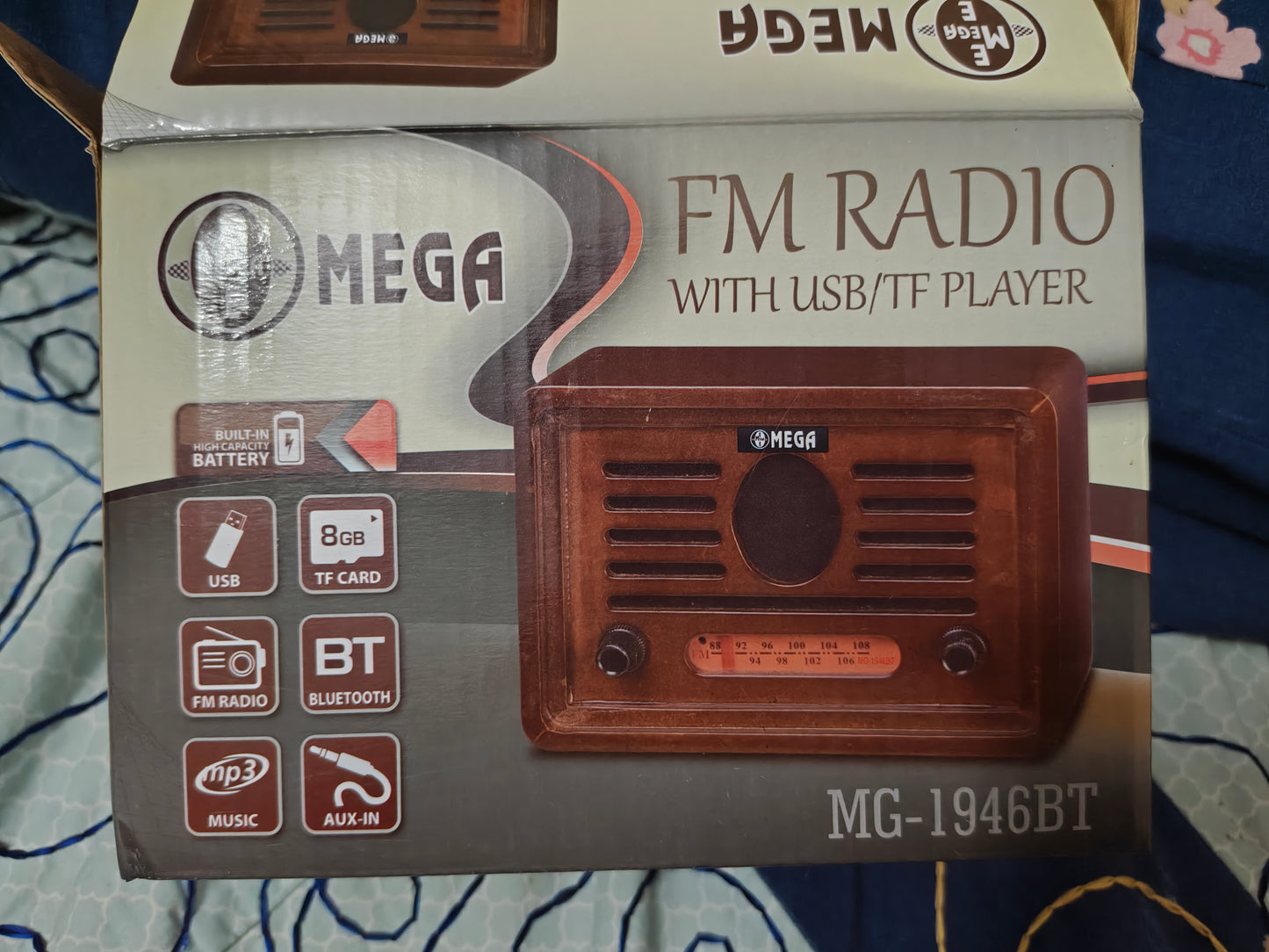 MEGA MG-1946BT Vintage FM Radio | Bluetooth, USB, TF Card, AUX & Rechargeable Battery