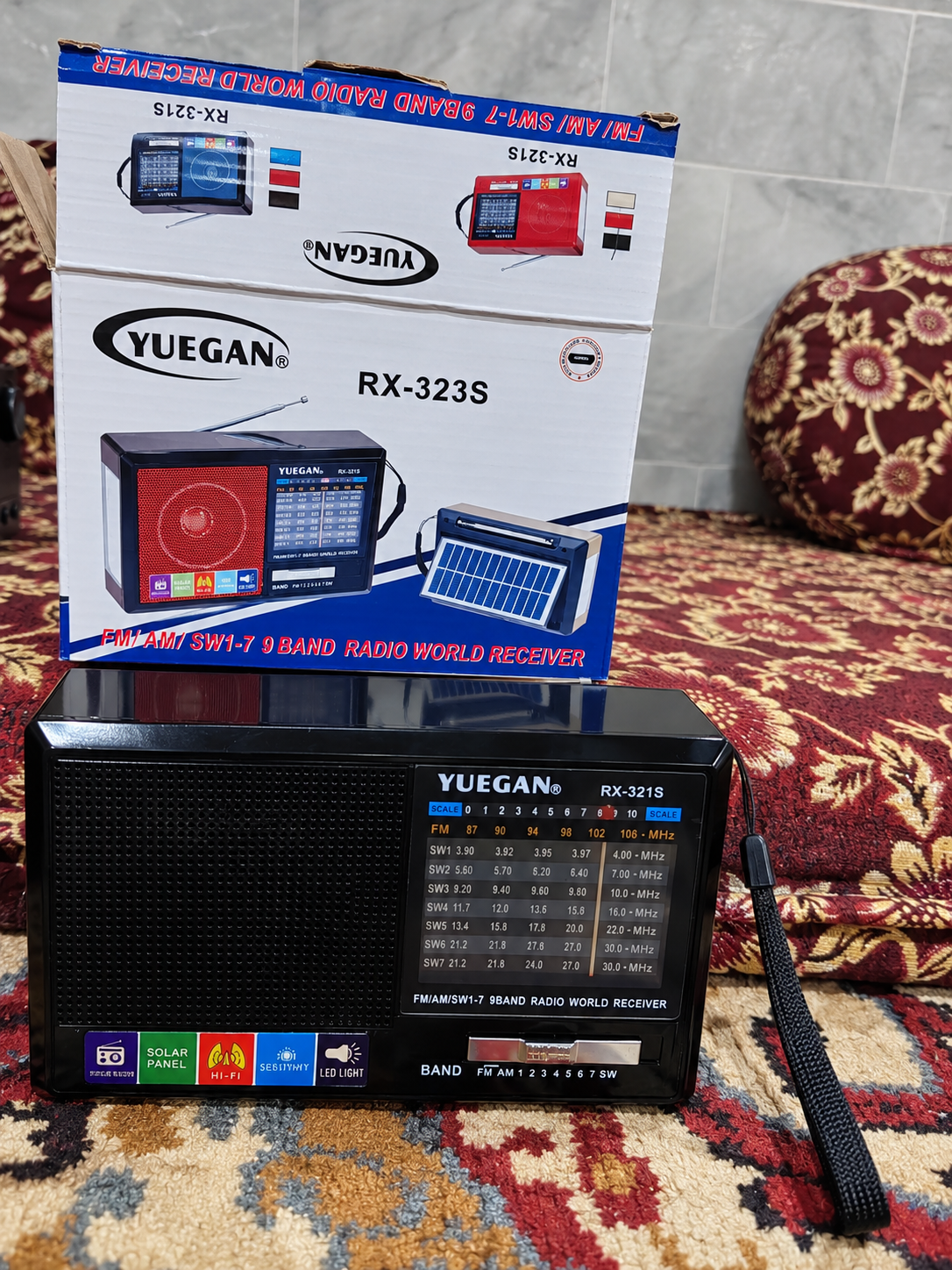 YUEGAN RX-321S Solar Radio – FM/AM/SW 1-7 Bands World Receiver with LED Light