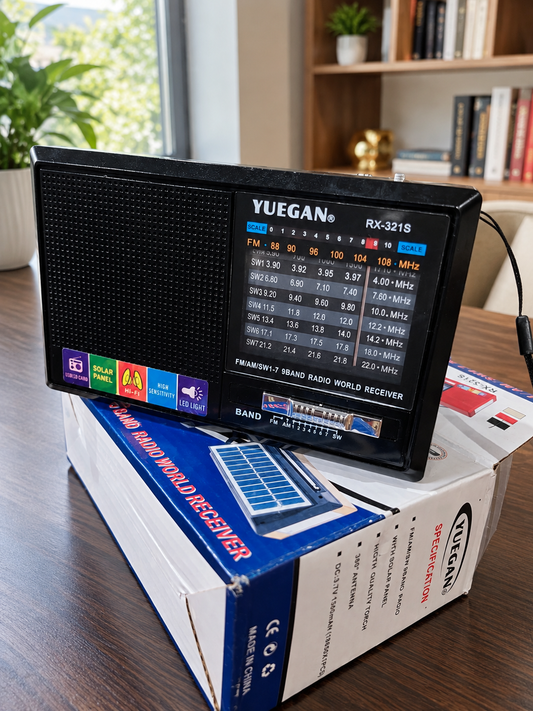 YUEGAN RX-321S Solar Radio – FM/AM/SW 1-7 Bands World Receiver with LED Light