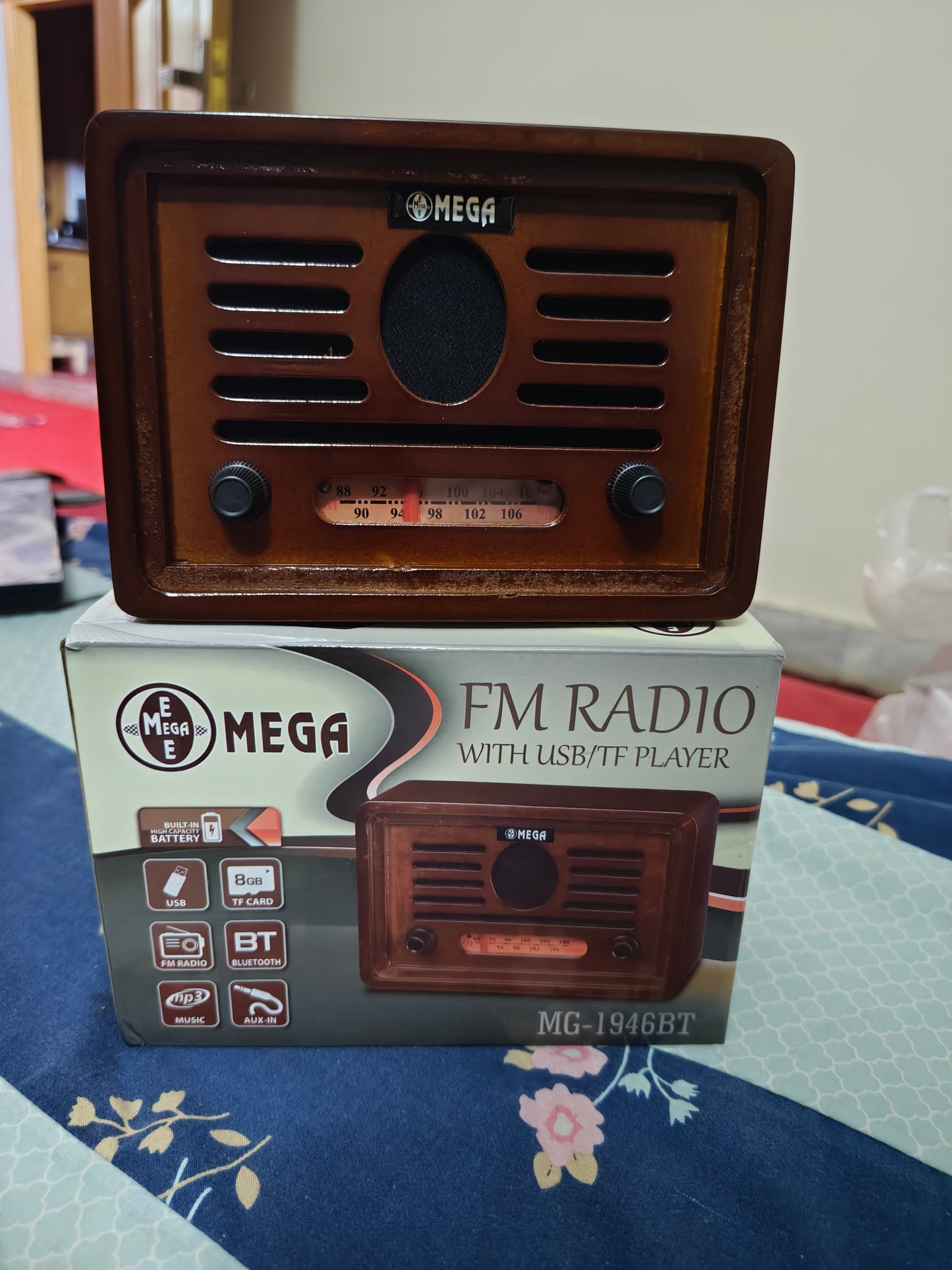 MEGA MG-1946BT Vintage FM Radio | Bluetooth, USB, TF Card, AUX & Rechargeable Battery