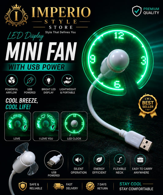 🌬️ USB Clock Fan for Laptop & PC – Flexible Mini Cooling Fan